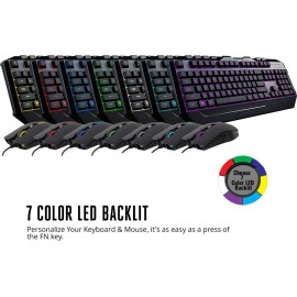 Gaming toetsenbord en gaming muis 7 instelbare kleuren